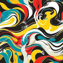 Wall Mural - Abstract Swirl Patterns in Red, Yellow, and Black
