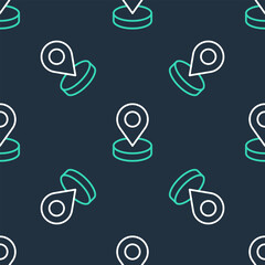 Poster - line map pin icon isolated seamless pattern on black background. navigation, pointer, location, map,
