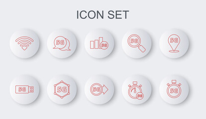 Poster - set line digital speed meter 5g, modem, network, wi-fi wireless, and icon. vector