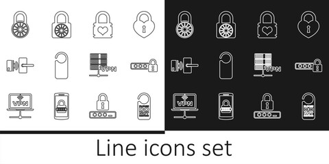 Poster - set line please do not disturb, password protection, padlock with heart, digital door wireless, safe
