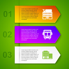 Poster - set line supermarket building, bus, hotel and folding ruler. business infographic template. vector
