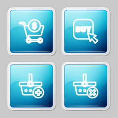 Poster - set line shopping cart and dollar, buy button, add basket and remove shopping icon. vector