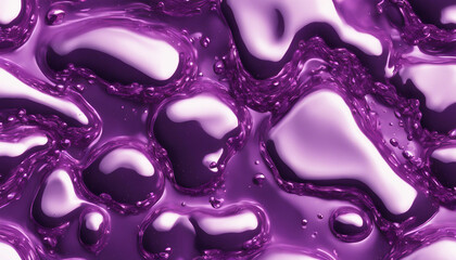 Wall Mural - Y2K Melty purple chrome shapes isolated. Spilled liquid metal drops. Futuristic metallic puddles