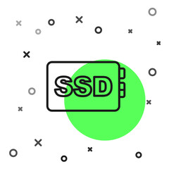 Poster - Black line SSD card icon isolated on white background. Solid state drive sign. Storage disk symbol. Vector