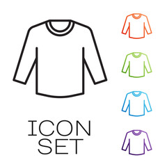 Wall Mural - Black line Sweater icon isolated on white background. Pullover icon. Sweatshirt sign. Set icons colorful. Vector