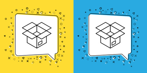 Poster - Set line Unboxing icon isolated on yellow and blue background. Vector