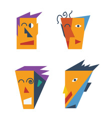 Poster - Abstract Human Faces Set. Art and people concept vector