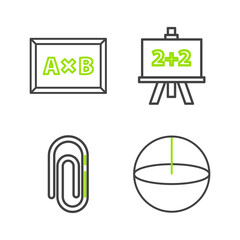 Poster - Set line Geometric figure Sphere, Paper clip, Chalkboard and icon. Vector