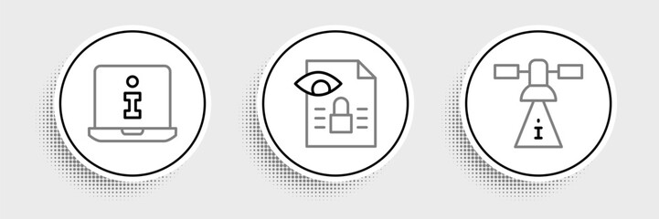Poster - Set line Satellite, Information and Journalistic investigation icon. Vector