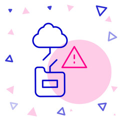 Poster - Line Cloud technology data transfer and storage icon isolated on white background. Colorful outline concept. Vector