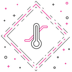 Poster - Line Meteorology thermometer measuring icon isolated on white background. Thermometer equipment showing hot or cold weather. Colorful outline concept. Vector