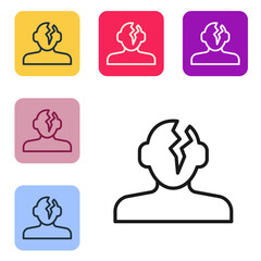 Poster - Black line Solution to the problem in psychology icon isolated on white background. Therapy for mental health. Set icons in color square buttons. Vector