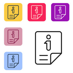 Poster - black line information icon isolated on white background. set icons in color square buttons. vector
