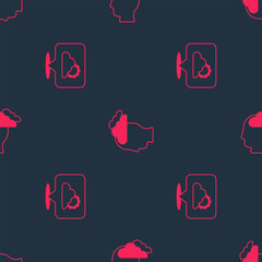 Poster - Set Location cloud and Man having headache on seamless pattern. Vector