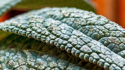 Sticker -   A zoomed-in photo of a green plant with numerous frosty leaves, against a backdrop of a red structure