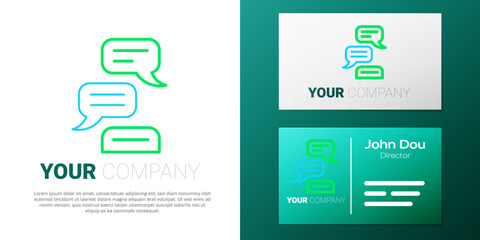 Poster - Line Speech bubble chat icon isolated on white background. Message icon. Communication or comment chat symbol. Colorful outline concept. Vector