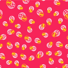 Poster - Line Advertising icon isolated seamless pattern on red background. Concept of marketing and promotion process. Responsive ads. Social media advertising. Vector