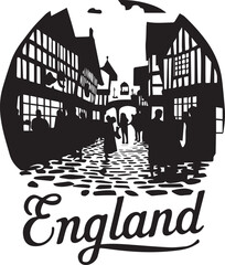 Canvas Print - England Old Street Vector Illustration