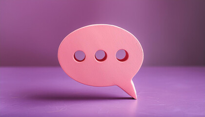 Leinwandbilder - Pink speech bubble on purple background. Social media messages, online communication. 3D rendering.