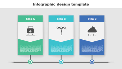 Poster - Set Fermentation of grapes, Wine corkscrew and Cloud with rain. Business infographic template. Vector