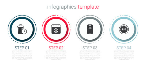 Wall Mural - Set Waste of time, Calendar winter, Alarm clock app mobile and Morning. Business infographic template. Vector