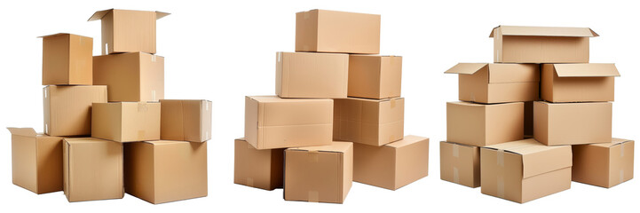 Aufkleber - Isolated on white background, stack of cardboard boxes for sale online
