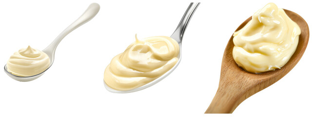 Poster - Isolated spoon of mayonnaise on white background