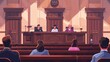 © Mark - A courtroom background showing a court hearing in progress with judges, a prosecutor or advocate and a legal assistant sitting at a table with the judge.