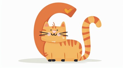 An English animals zoo alphabet with the letter C is illustrated with a cat vector design perfect for educational materials and childrens books.