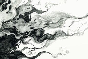 Poster - Black and white drawing of a woman with long hair. Suitable for various design projects