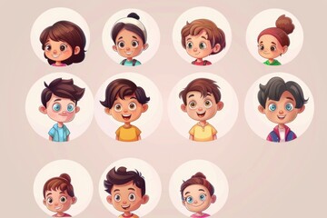 Poster - Group of children showing various emotions, suitable for educational materials