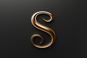Poster - Elegant golden letter S on a sleek black background. Perfect for luxury branding projects