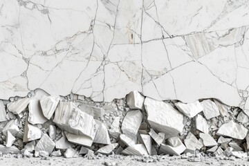 Poster - A pile of rocks next to a wall, suitable for architectural projects