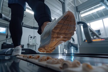 Aufkleber - A person running on a treadmill in a gym. Suitable for fitness and exercise concepts