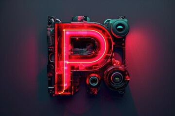 Poster - A neon sign with the letter 