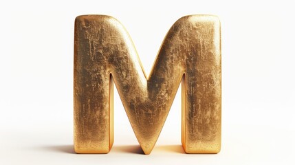 Poster - A shiny gold letter M on a plain white background. Perfect for branding and design projects