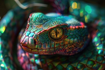 Poster - Close-up of a vibrant lizard's face, perfect for educational materials