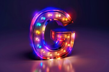 Poster - Vibrant lights illuminate the letter G. Perfect for graphic design projects