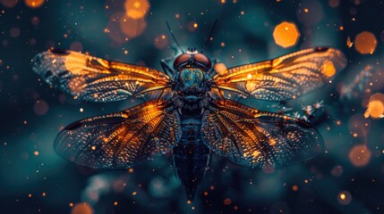 Canvas Print - Close up of a dragonfly on a blurry background. Suitable for nature-themed designs