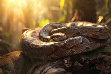 Poster - Close up of a snake on a tree branch. Suitable for nature and wildlife concepts