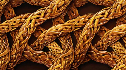 Aufkleber - Detailed close up of braided rope, ideal for backgrounds or textures