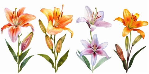 Poster - Various colored flowers on a simple white background. Perfect for adding a pop of color to any design