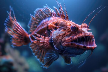 Poster - Close up of a fish with its mouth open, suitable for various aquatic themes