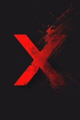 Poster - Red X painted on a black surface, suitable for various design projects