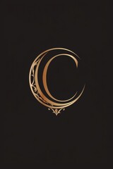 Aufkleber - A striking image of a gold crescent on a dramatic black background. Ideal for various design projects