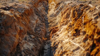 Poster - A trench dug into the ground, suitable for construction projects