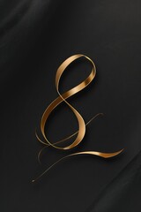 Wall Mural - Elegant golden ribbon on a sleek black background. Perfect for adding a touch of luxury to any project