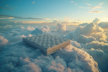 Poster - A mattress floating in the sky, ideal for dreamy concepts