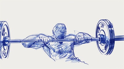 Poster - An illustration of a man lifting a heavy barbell. Ideal for fitness and sports-related designs