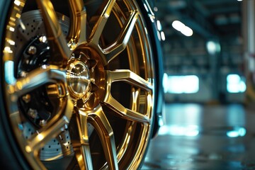 Poster - Close up of a car wheel, suitable for automotive industry
